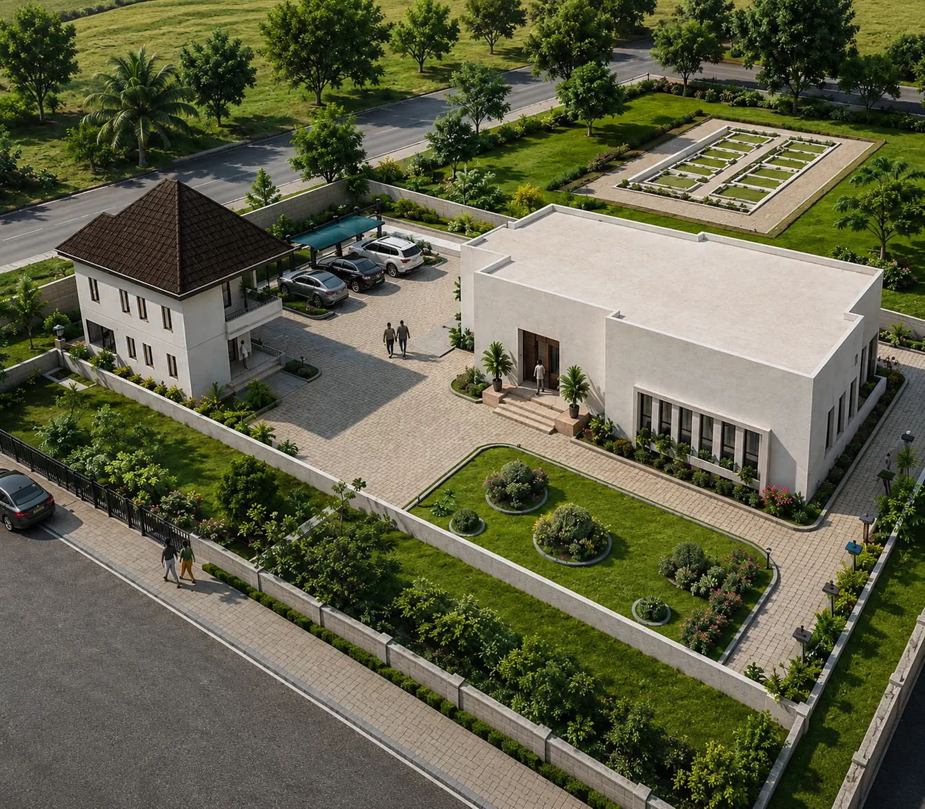 Modern estate compound aerial