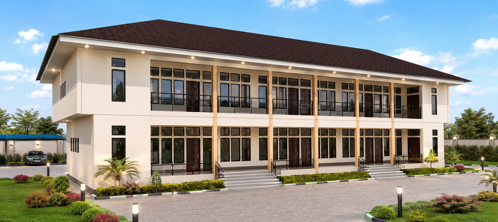 Twin duplex facade
